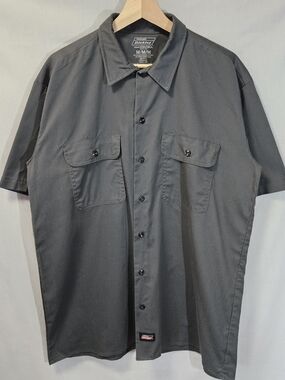 Dickies Gray Short Sleeve Work Shirt Temp Control sz M
